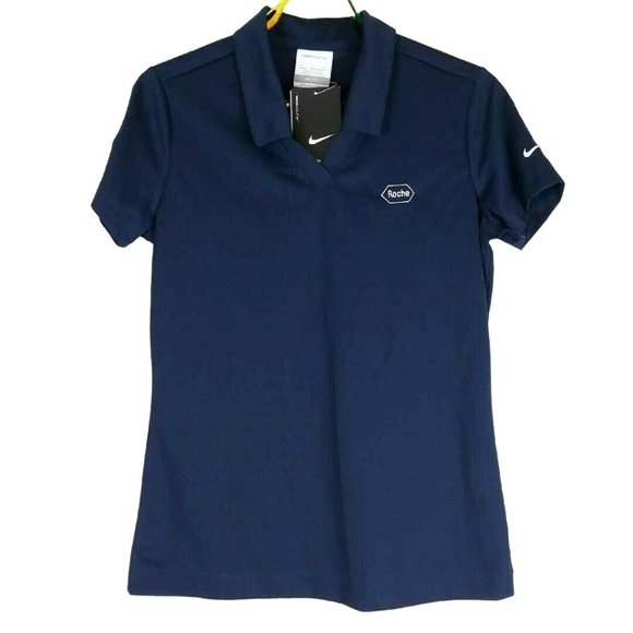 Nike Tops - Nike Dri Fit Women Golf Shirt V Neck Collar Small Roche Blue Embroidered New